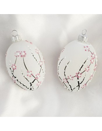 Zawieszka Jajo Jajko faberge białe szklane dekoracja na Wielkanoc 2 szt