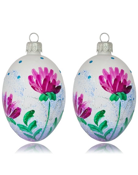 Zawieszka Jajo Jajko faberge białe szklane dekoracja na Wielkanoc 2 szt