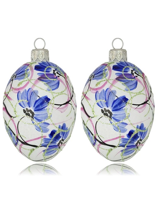 Zawieszka Jajo Jajko faberge białe szklane dekoracja na Wielkanoc 2 szt
