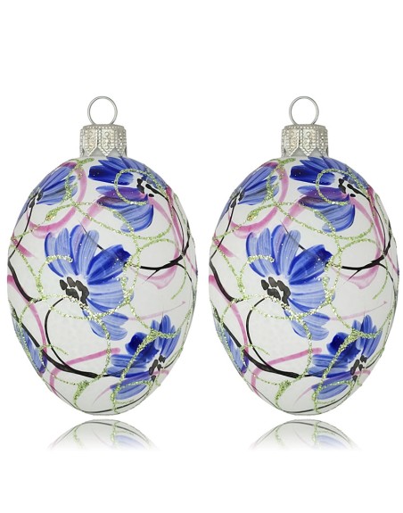 Zawieszka Jajo Jajko faberge białe szklane dekoracja na Wielkanoc 2 szt
