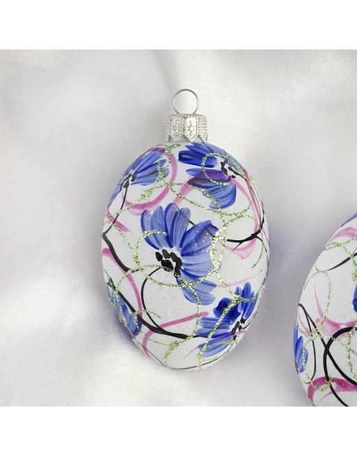 Zawieszka Jajo Jajko faberge białe szklane dekoracja na Wielkanoc 2 szt