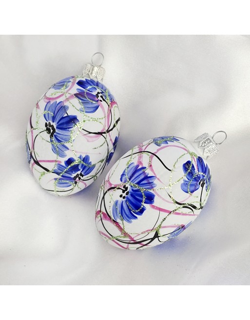 Zawieszka Jajo Jajko faberge białe szklane dekoracja na Wielkanoc 2 szt