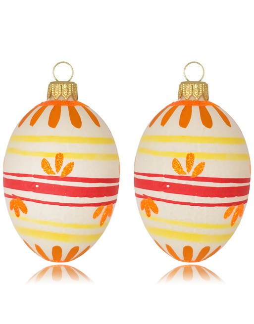 Zawieszka Jajo Jajko faberge białe szklane dekoracja na Wielkanoc 2 szt