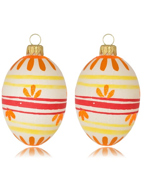 Zawieszka Jajo Jajko faberge białe szklane dekoracja na Wielkanoc 2 szt