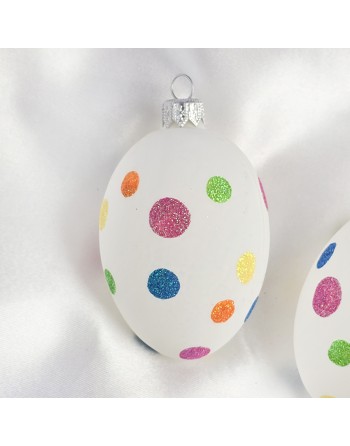 Zawieszka Jajo Jajko faberge białe szklane dekoracja na Wielkanoc 2 szt