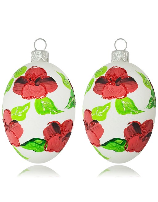 Zawieszka Jajo Jajko faberge białe szklane dekoracja na Wielkanoc 2 szt