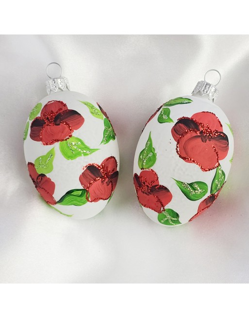 Zawieszka Jajo Jajko faberge białe szklane dekoracja na Wielkanoc 2 szt