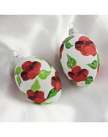 Zawieszka Jajo Jajko faberge białe szklane dekoracja na Wielkanoc 2 szt