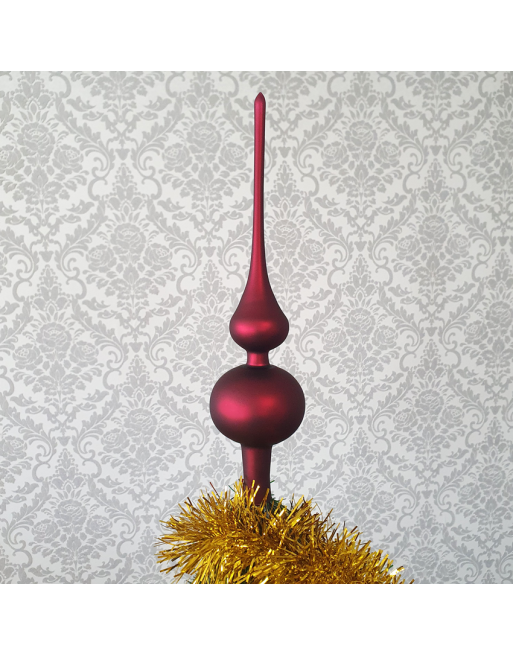 Czub Szpic 28cm burgund mat szklany choinkowy