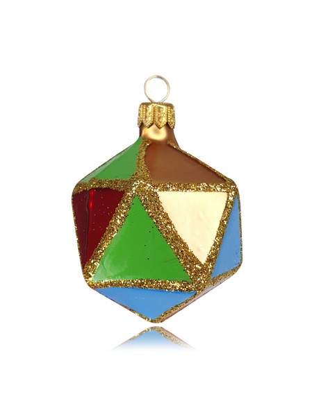 Bombka kształtka szklana ręcznie malowana kostka 2szt