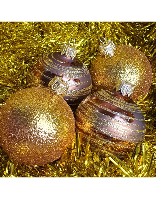 Bombki 6cm/4szt mix dekor szklane choinkowe zestaw