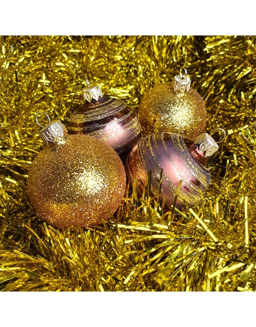 Bombki 6cm/4szt mix dekor szklane choinkowe zestaw