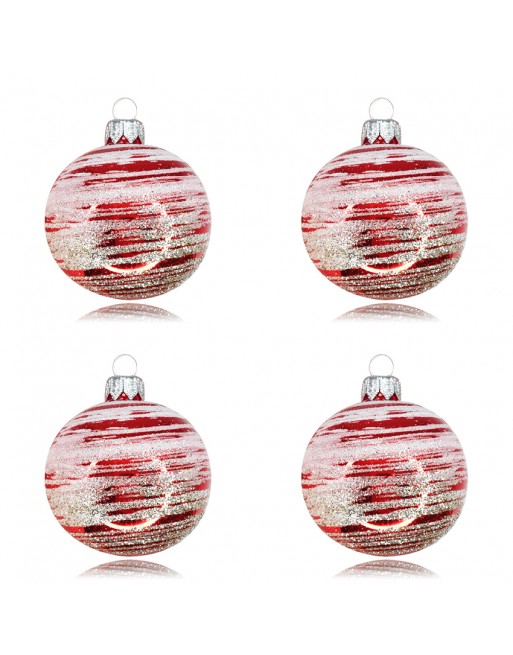 Bombki 6cm/4szt mix dekor szklane choinkowe zestaw