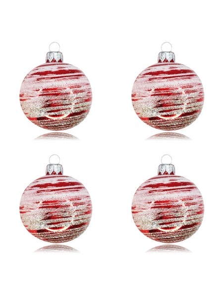 Bombki 6cm/4szt mix dekor szklane choinkowe zestaw