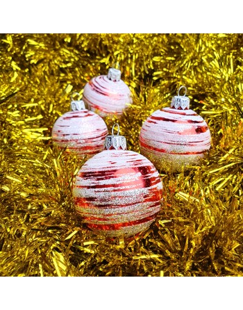 Bombki 6cm/4szt mix dekor szklane choinkowe zestaw