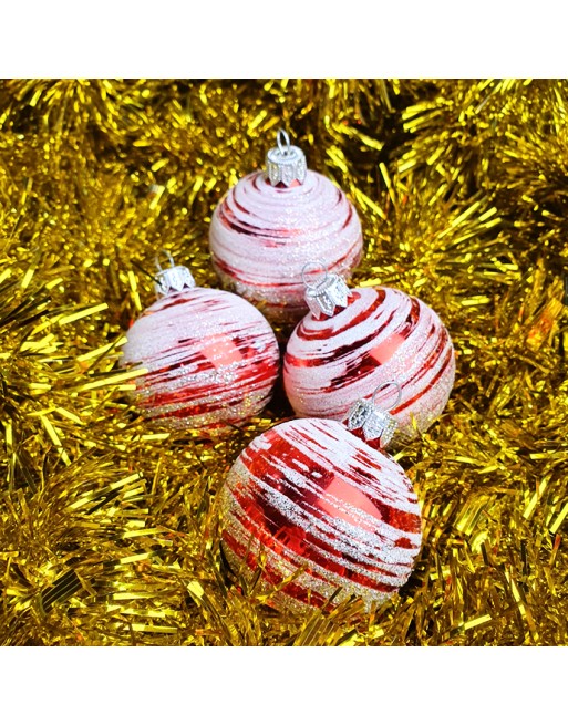Bombki 6cm/4szt mix dekor szklane choinkowe zestaw