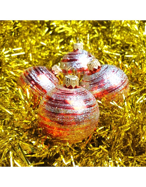 Bombki 6cm/4szt mix dekor szklane choinkowe zestaw