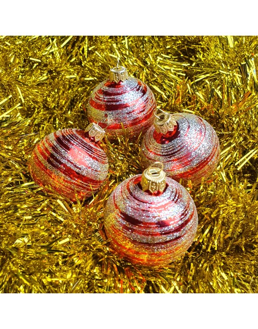 Bombki 6cm/4szt mix dekor szklane choinkowe zestaw