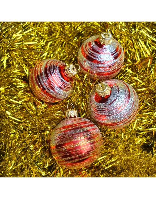 Bombki 6cm/4szt mix dekor szklane choinkowe zestaw