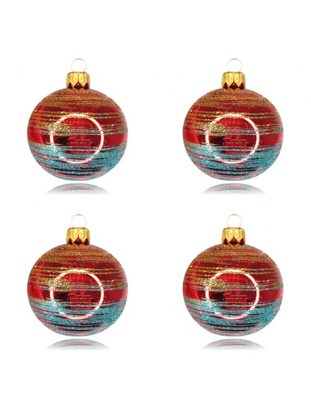 Bombki 6cm/4szt mix dekor szklane choinkowe zestaw