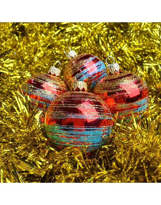 Bombki 6cm/4szt mix dekor szklane choinkowe zestaw