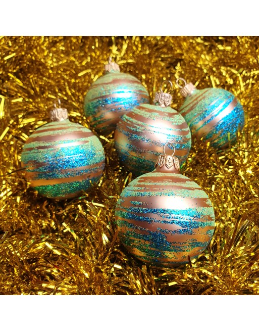 Bombki 6cm/5szt mix dekor szklane choinkowe zestaw