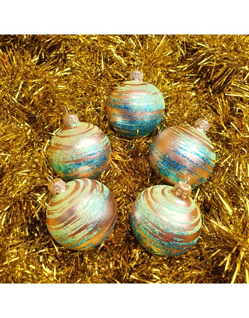 Bombki 6cm/5szt mix dekor szklane choinkowe zestaw