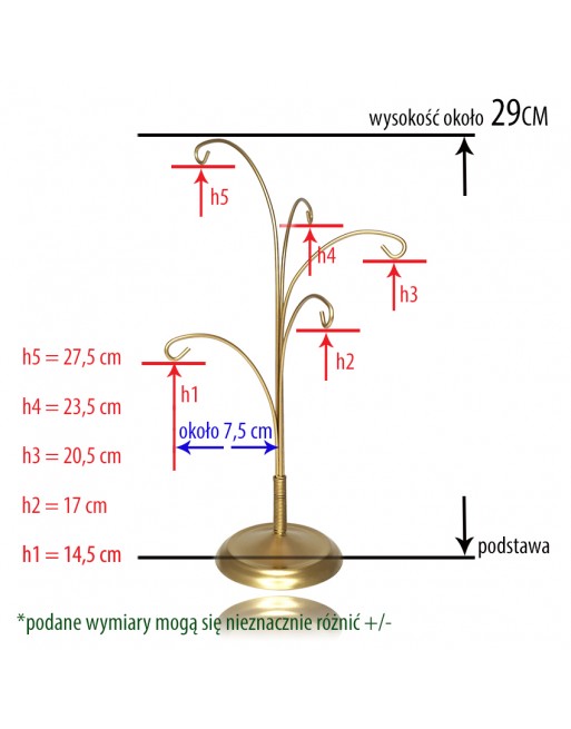 Stojak złoty na bombki 6, 8 cm wieszak na kule