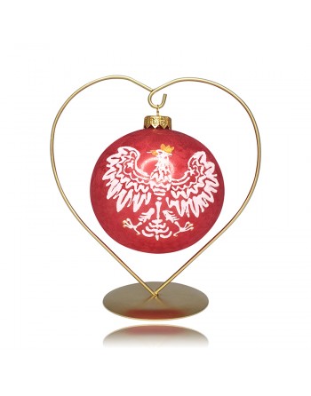 Stojak złoty serce 10 cm do bombki, wieszak