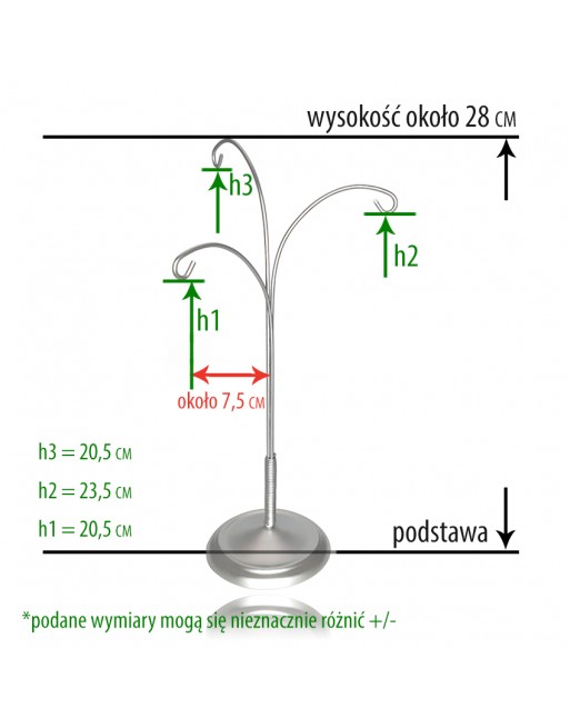 Stojak srebrny na bombki 6-8-10 cm wieszak na kule
