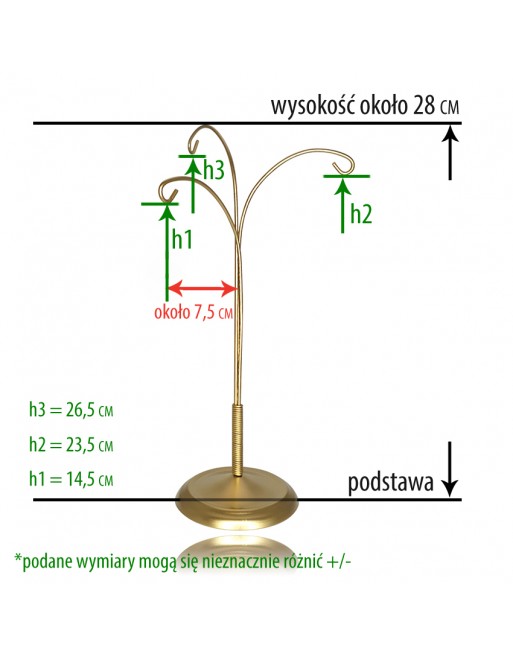 Stojak złoty na bombki 6-8-10 cm wieszak na kule