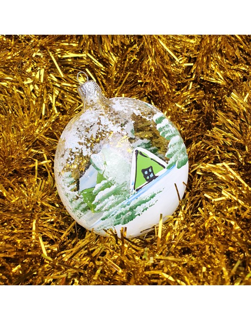 Bombka medalion 10 cm dekor przezroczysta pejzaż