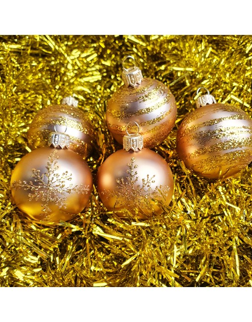 Bombki 5cm/5szt mix dekor szklane choinkowe zestaw