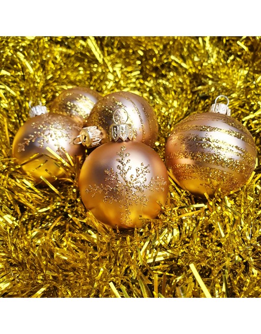 Bombki 5cm/5szt mix dekor szklane choinkowe zestaw