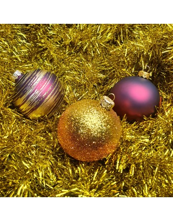 Bombki 8cm/3szt mix dekor szklane choinkowe zestaw