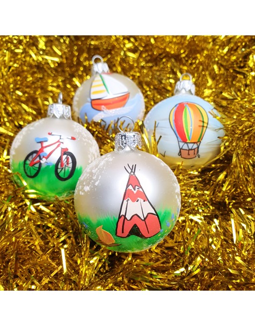 Bombki 6cm/4szt dekor graficzny szklane choinkowe