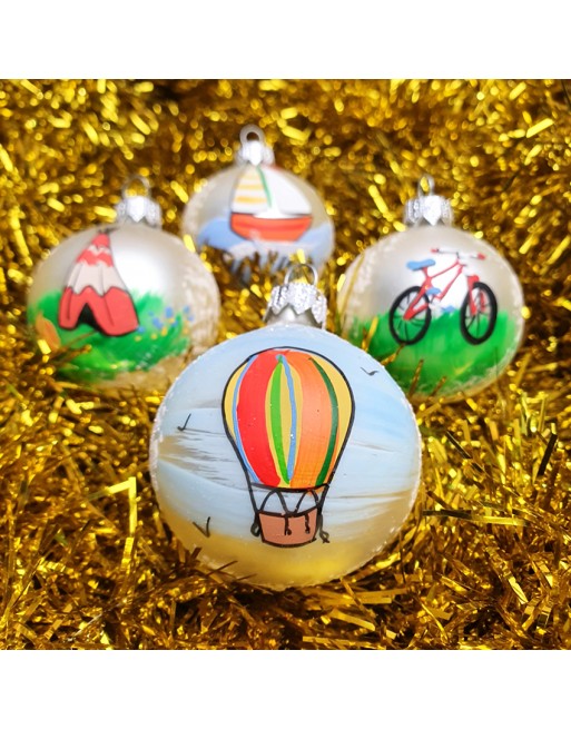 Bombki 6cm/4szt dekor graficzny szklane choinkowe