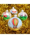 Bombki 6cm/4szt dekor graficzny szklane choinkowe