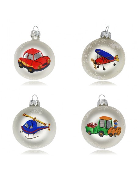 Bombki 6cm/4szt dekor graficzny szklane choinkowe