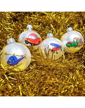 Bombki 6cm/4szt dekor graficzny szklane choinkowe