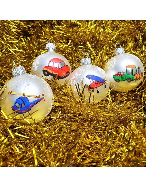 Bombki 6cm/4szt dekor graficzny szklane choinkowe