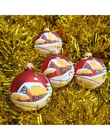 Bombki 6cm/4szt dekor graficzny szklane choinkowe